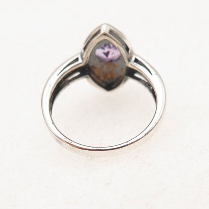 Chuck Clemency 925 Sterling Silver Vintage Real Amethyst Modernist Ring Size 6