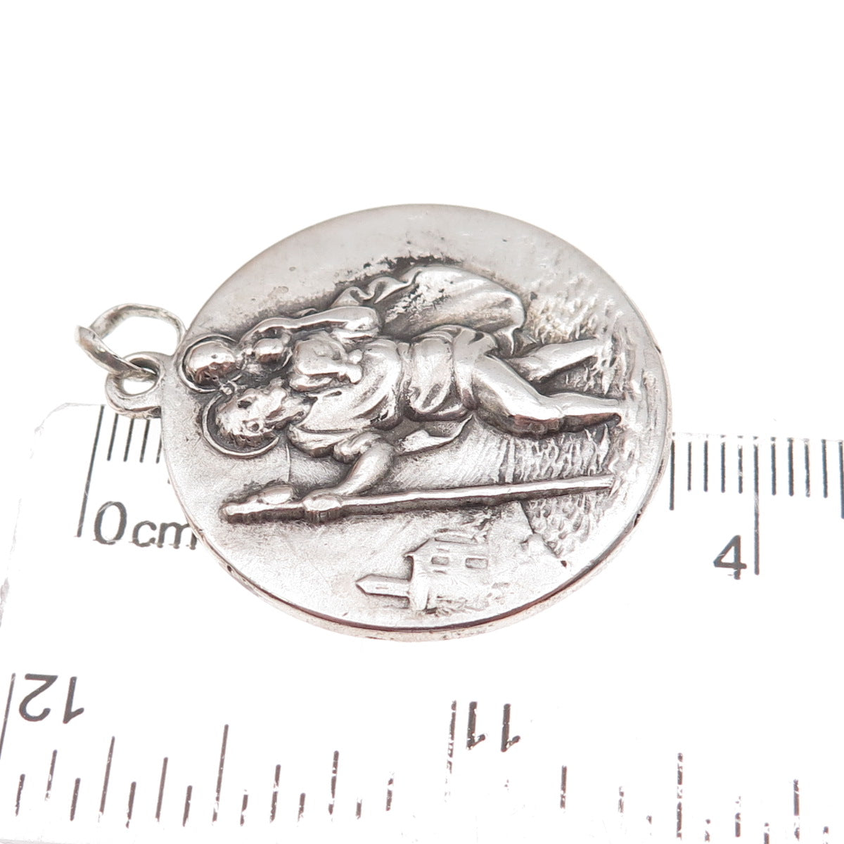 800 Silver Vintage Italy St. Christopher & Pope John XXIII Medal Pendant