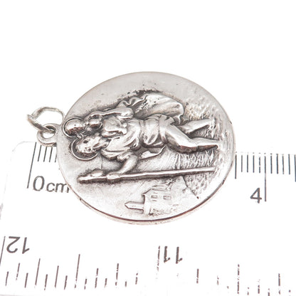 800 Silver Vintage Italy St. Christopher & Pope John XXIII Medal Pendant