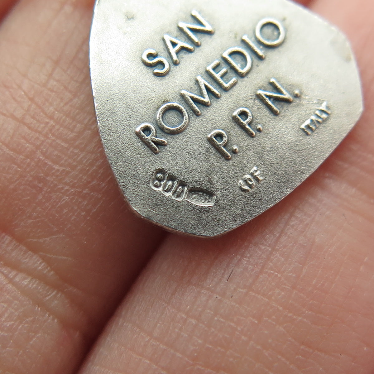 800 Silver Vintage Italy Saint Romedius Minimalist Charm Pendant