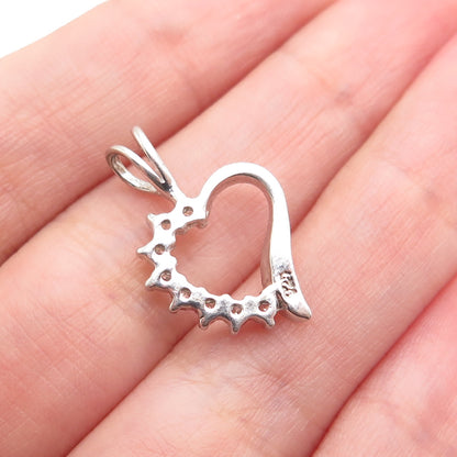 925 Sterling Silver Round-Cut C Z Heart Minimalist Charm Pendant
