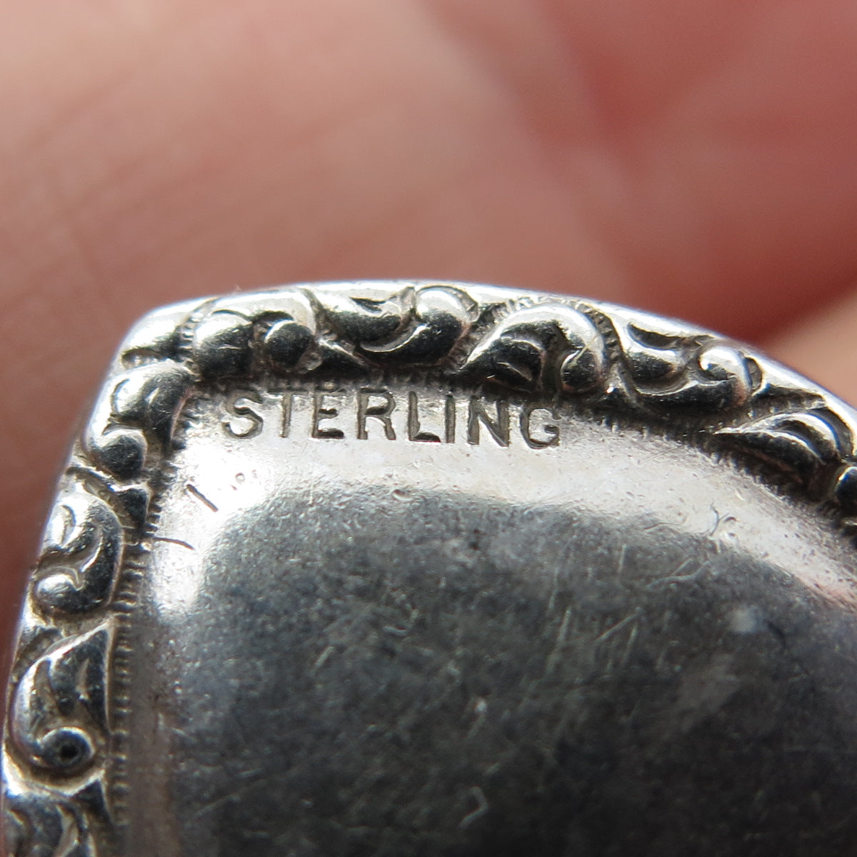 925 Sterling Silver Antique Art Deco Chatelaine Heart Minimalist Charm Pendant