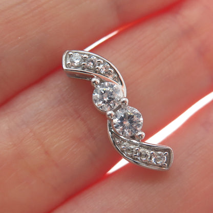 925 Sterling Silver Round-Cut Shaped C Z Journey Sparkle Slide Pendant