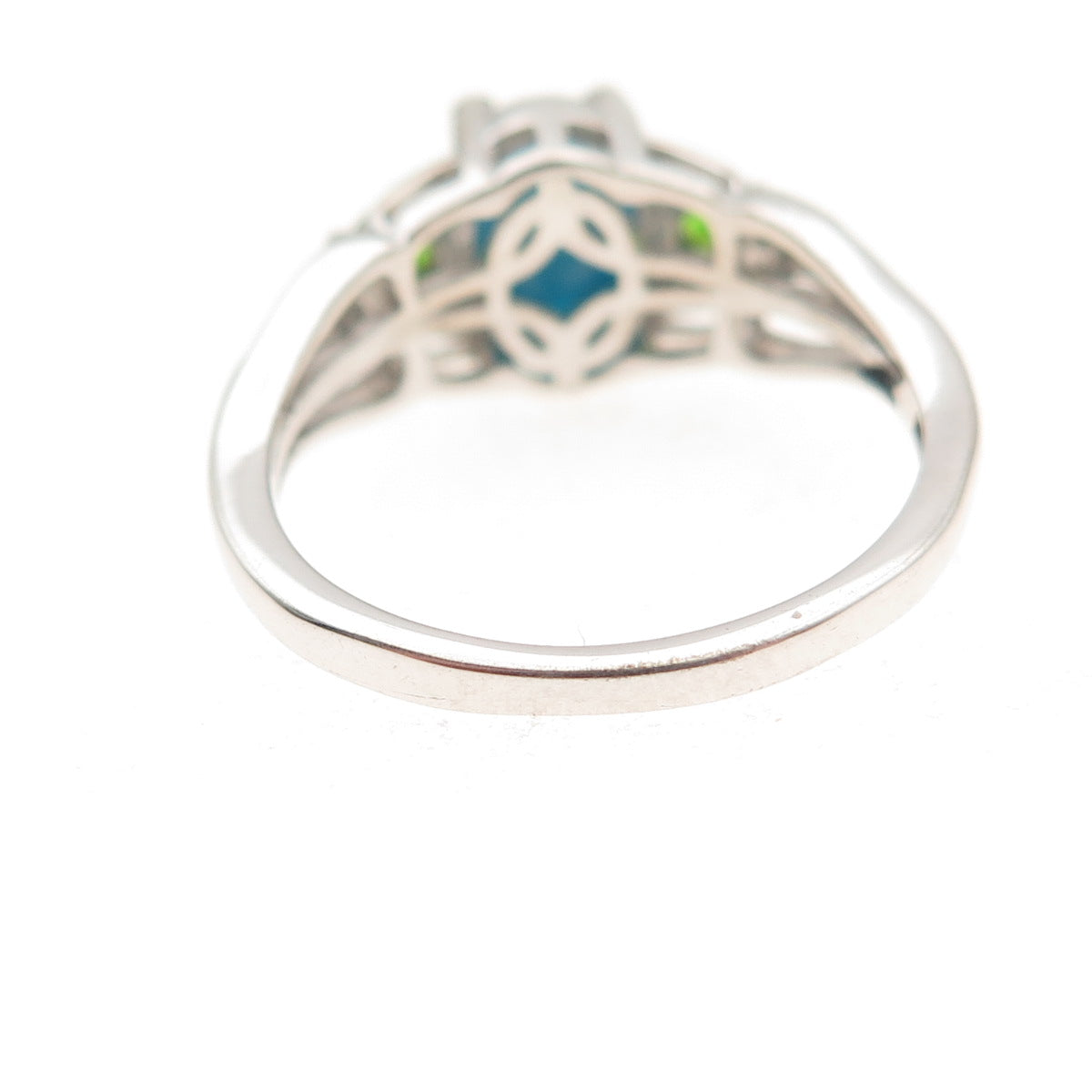 Chuck Clemency 925 Sterling Turquoise Chrome Diopside & White Topaz Ring Size 7