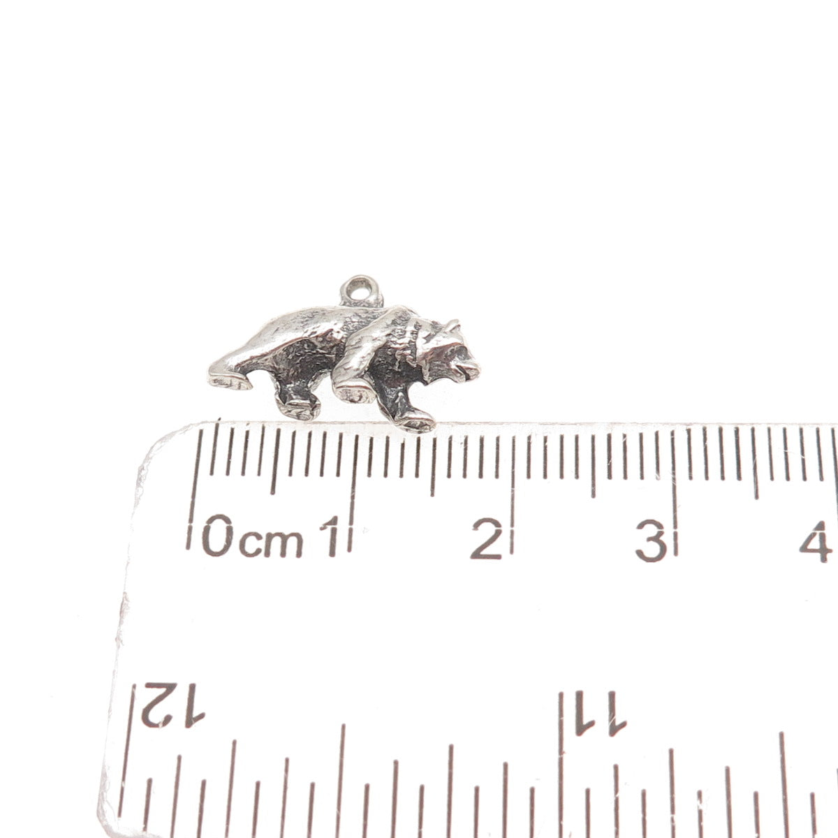 925 Sterling Silver Vintage Bear Oxidized 3D Charm Pendant