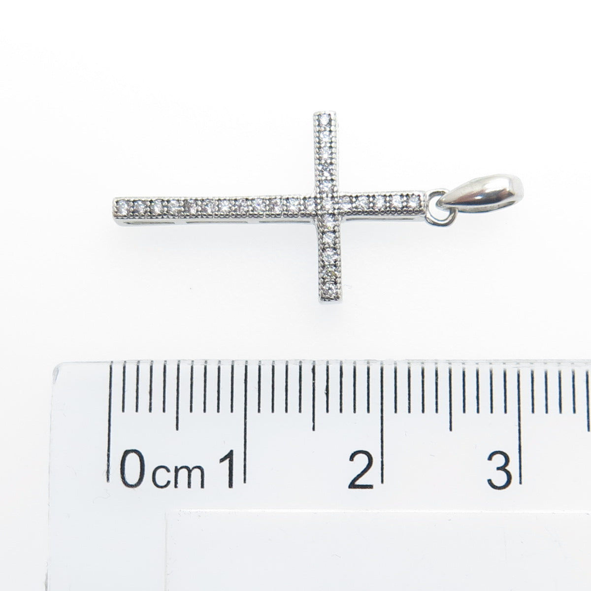 925 Sterling Silver Round-Cut C Z Cross Pendant