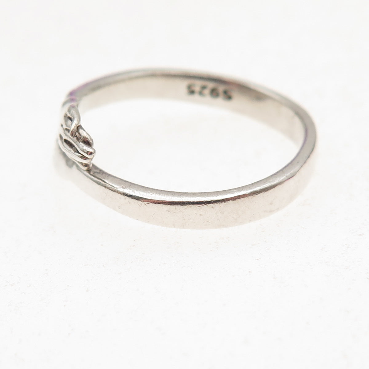 925 Sterling Silver Vintage Hug Oxidized Adjustable Ring Size 8.5