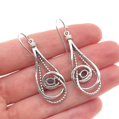 Or Paz PZ Sterling Silver Vintage Israel Real Swiss Blue Topaz Dangle Earrings