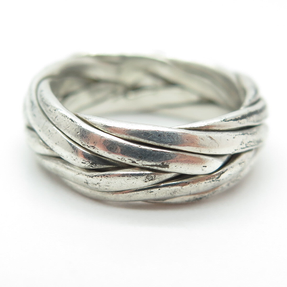 925 Sterling Silver Vintage Interlocked Braided Band Ring Size 7