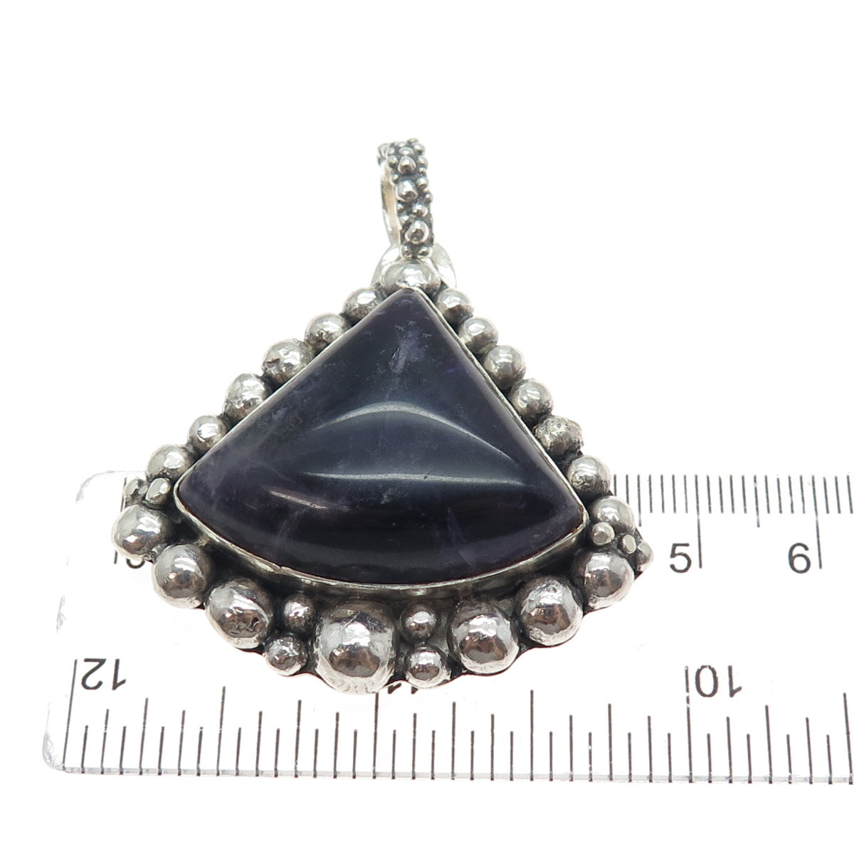 KATHERINE LINCOLN 925 Sterling Silver Vintage Real Amethyst Beaded Charm Pendant
