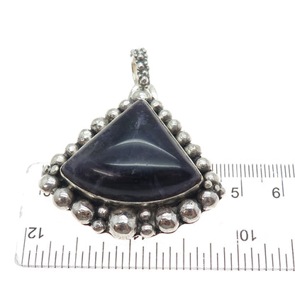 KATHERINE LINCOLN 925 Sterling Silver Vintage Real Amethyst Beaded Charm Pendant