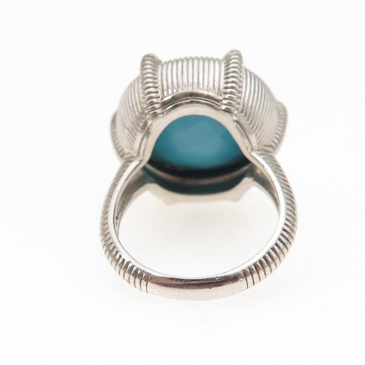 Judith Ripka 925 Sterling Silver Real Doublet Turquoise Floral Ring Size 7