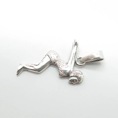 925 Sterling Silver Vintage Sport Swimmer Female Pendant
