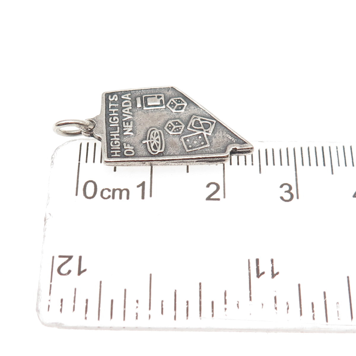 925 Sterling Silver Vintage Highlights of Nevada Oxidized Mini Charm Pendant