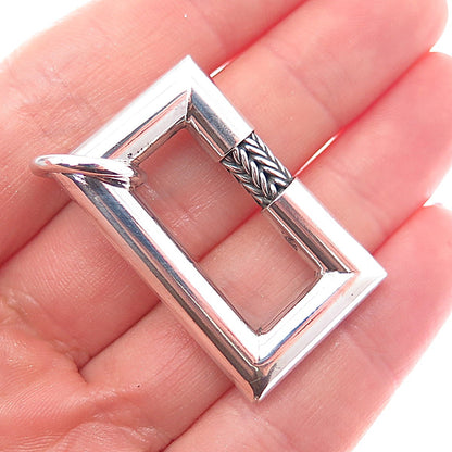 925 Sterling Silver Vintage Modernist Spiga Frame Oxidized Charm Pendant