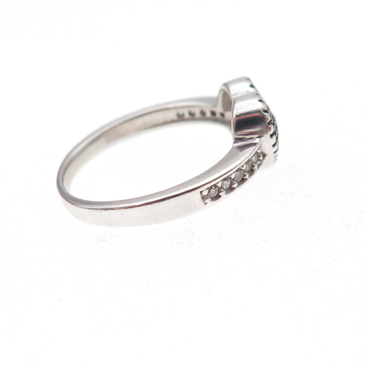 925 Sterling Silver Round-Cut Cognac & White C Z Heart Ring Size 5