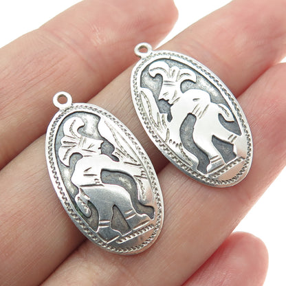 900 Silver Vintage Guatemala Tribal Warrior Oxidized Jacket Earrings