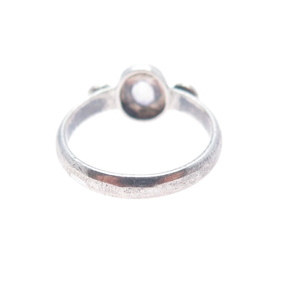 925 Sterling Silver Vintage Real Amethyst Modernist Ring Size 5.75