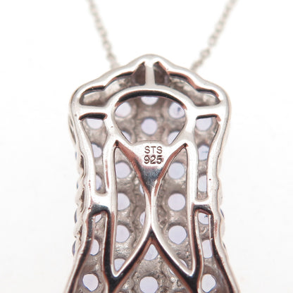 Chuck Clemency 925 Sterling Silver Real Tanzanite Cable Chain Necklace 20"