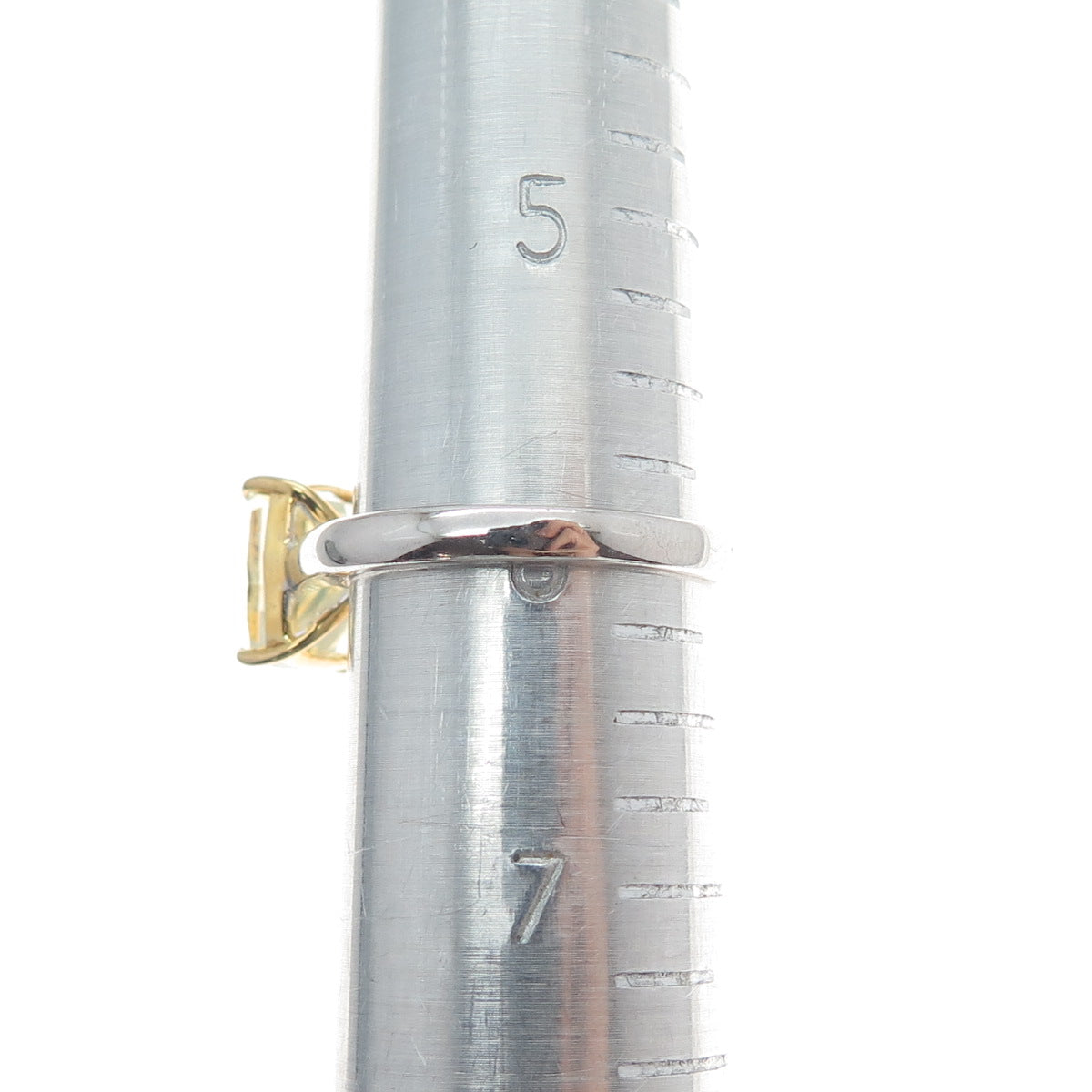 DSMK 925 Sterling Silver 2-Tone Radiant-Cut Canary C Z Ring Size 6