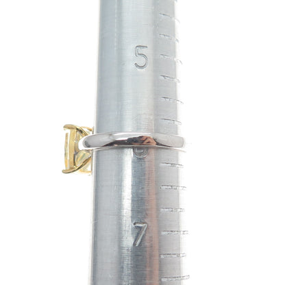 DSMK 925 Sterling Silver 2-Tone Radiant-Cut Canary C Z Ring Size 6