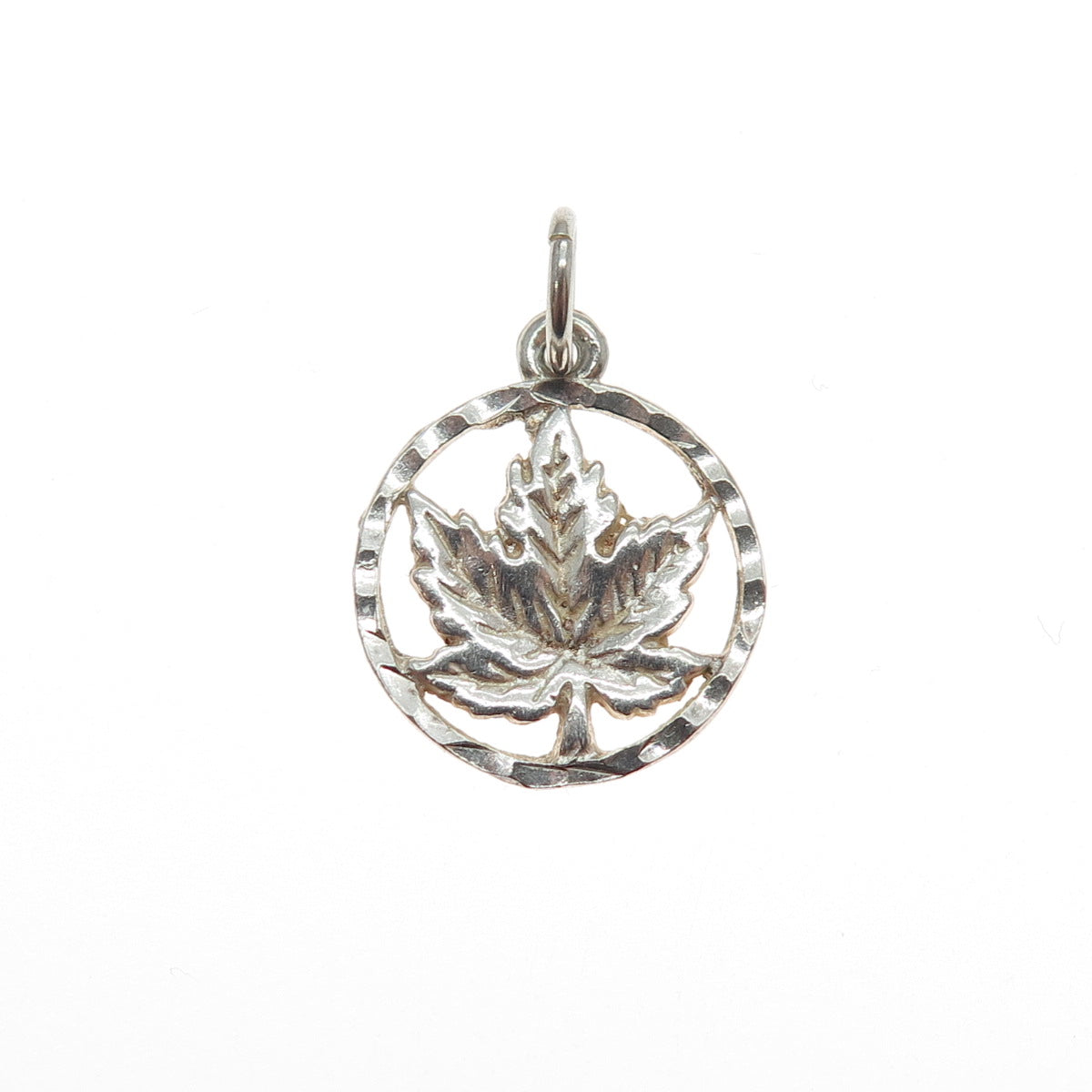 925 Sterling Silver Vintage EVP Maple Leaf Minimalist Charm Pendant