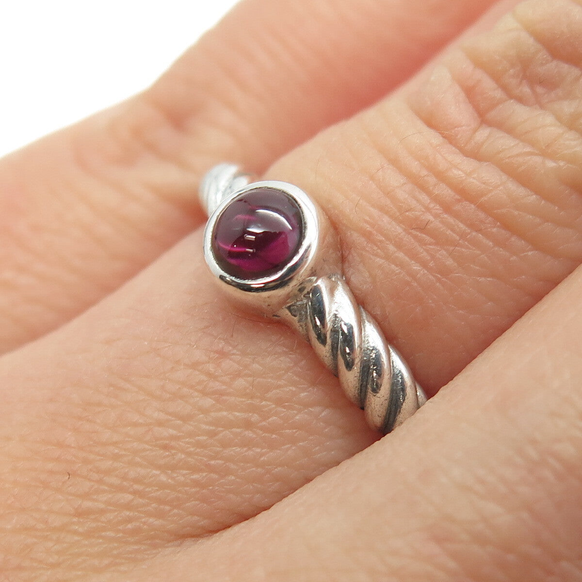 925 Sterling Silver Vintage Real Tourmaline Twisted Rope Ring Size 6.5