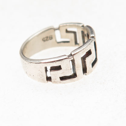 925 Sterling Silver Vintage Greek Key Oxidized Ring Size 6