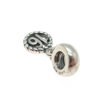 PANDORA 925 Sterling Silver Sweet "16" Dangle Charm