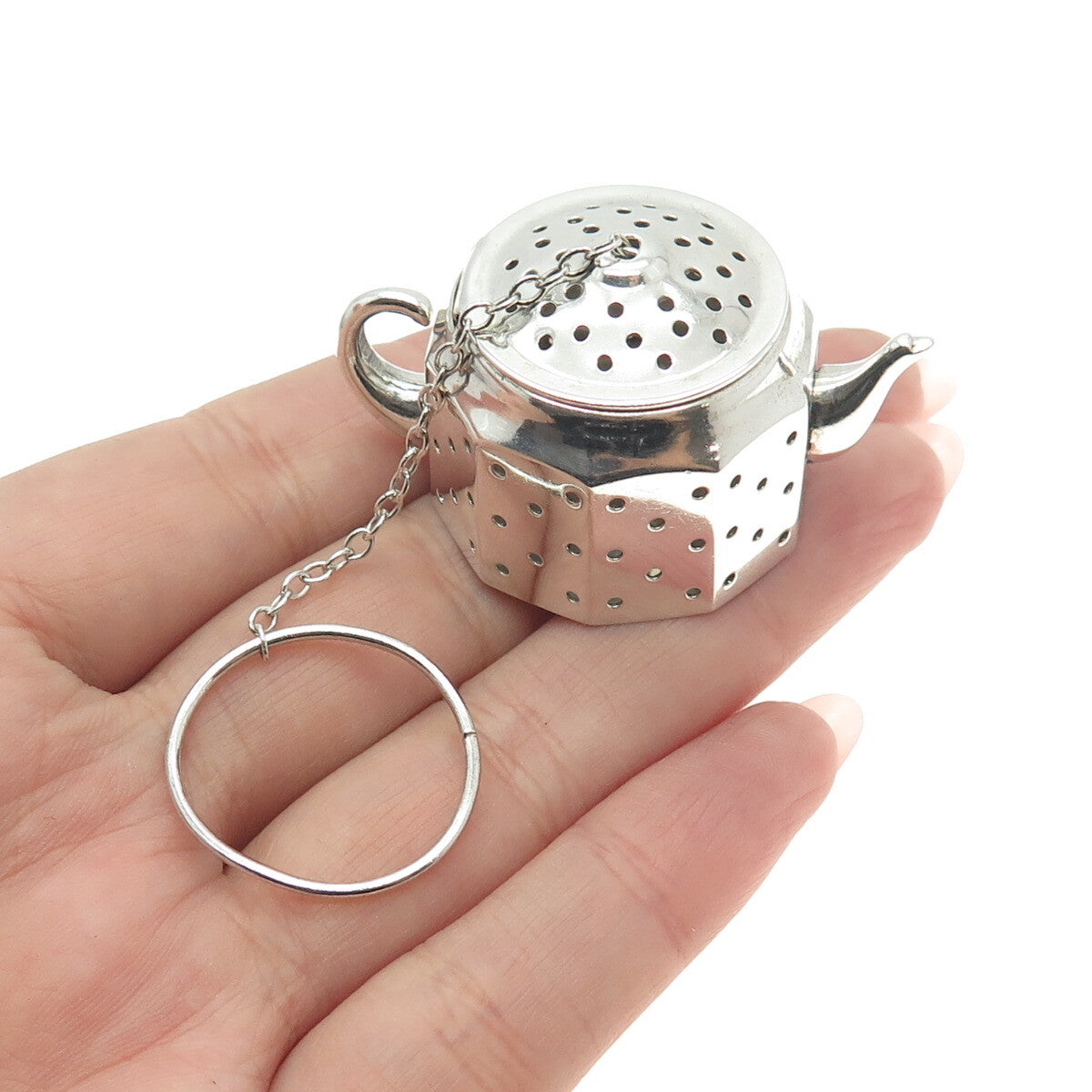 AMCRAFT Attleboro Mass 925 Sterling Silver Antique Teapot Tea Diffuser Strainer