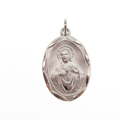 Bliss 925 Sterling Silver Vintage Jesus Sacred Heart Charm Pendant