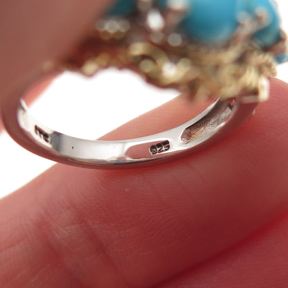 Chuck Clemency Sterling Silver 2-Tone Real Sleeping Beauty Turquoise Ring Size 6
