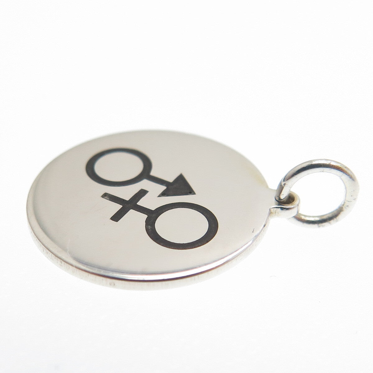 925 Sterling Silver Black Enamel Male & Female Sign Minimalist Charm Pendant