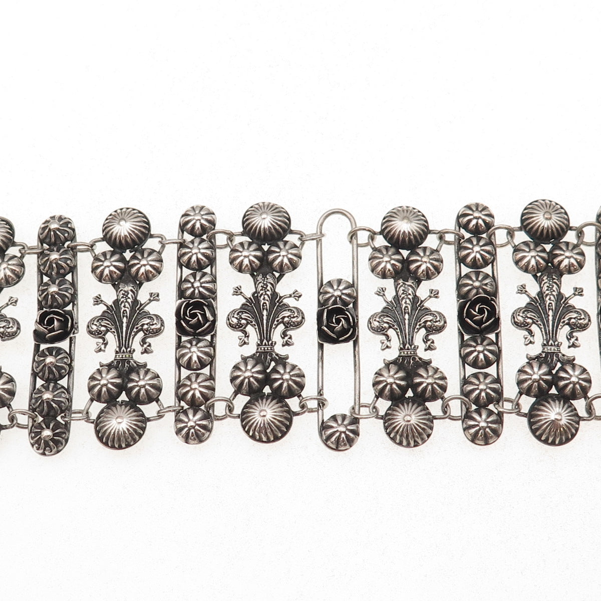 800 Silver Antique Art Deco Italy Fleur de Lis Bracelet 7.25" (missing parts)