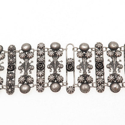 800 Silver Antique Art Deco Italy Fleur de Lis Bracelet 7.25" (missing parts)