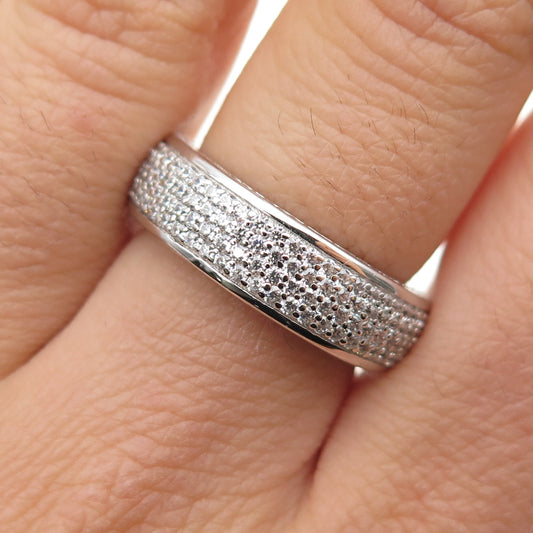 925 Sterling Silver Round-Cut C Z Eternity Band Ring Size 7.25