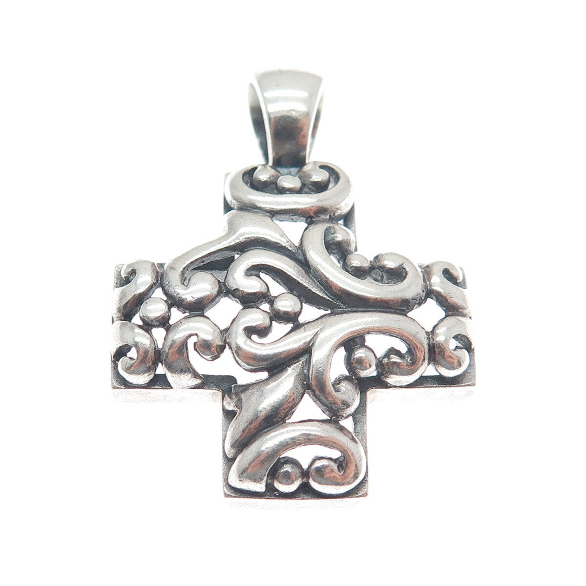 925 Sterling Silver Vintage Ornate Cross Oxidized Pendant