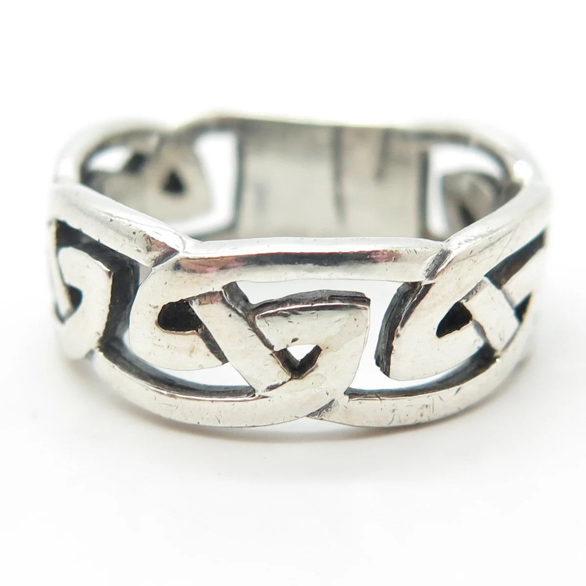 925 Sterling Silver Vintage Mexico Celtic Band Ring Size 11.25
