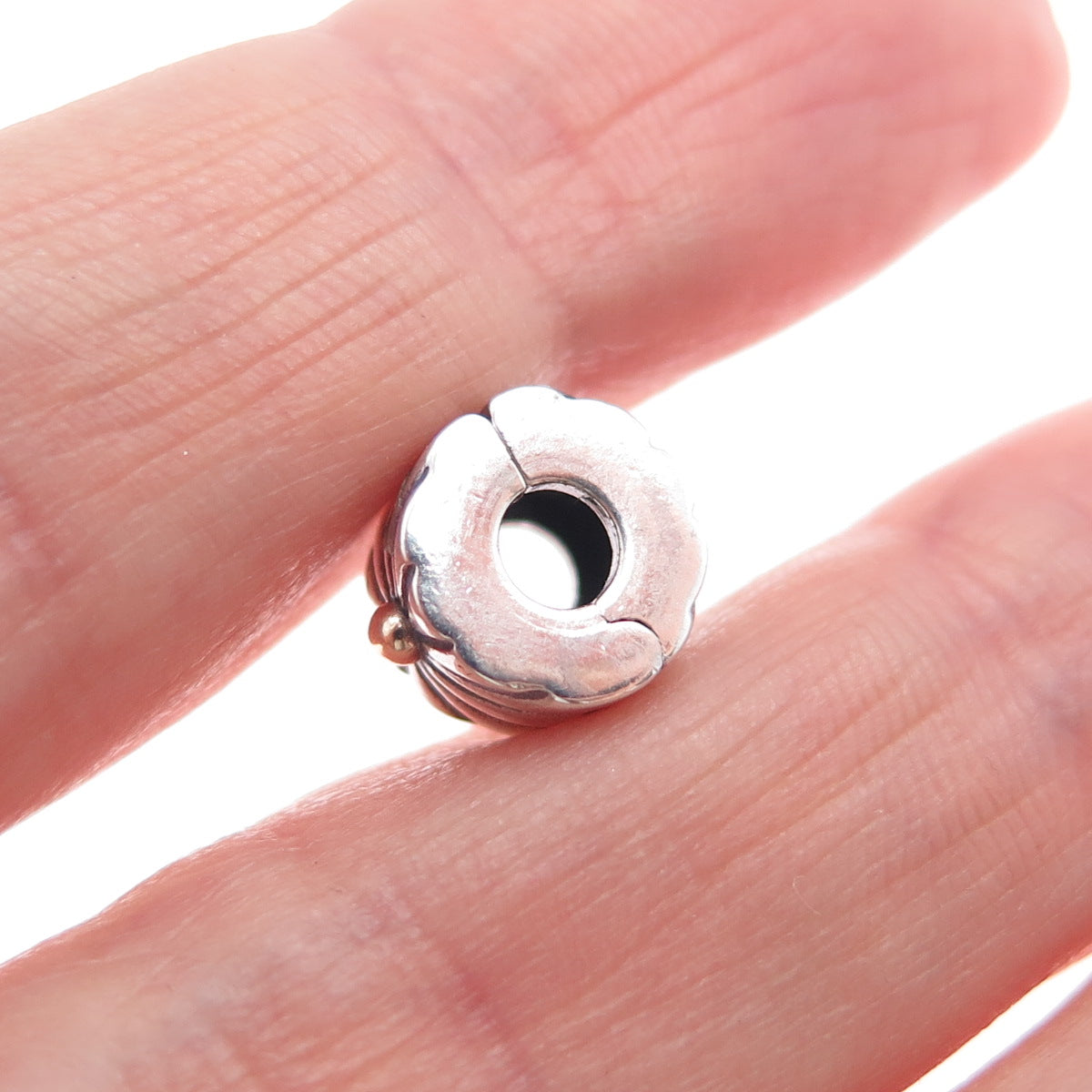 PANDORA 925 Sterling Silver & Gold Sunburst Clip Charm