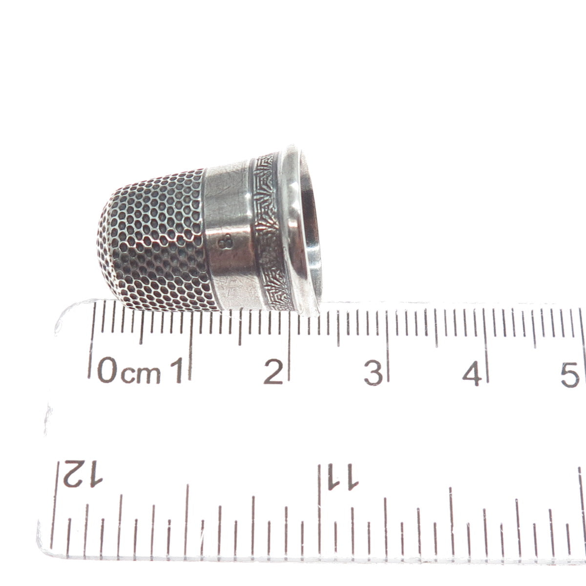 925 Sterling Silver Antique Art Deco Engraved Sewing Thimble Size 8