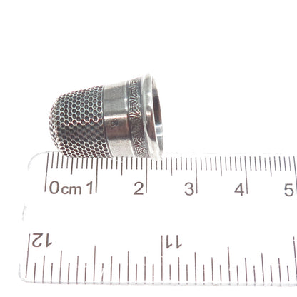 925 Sterling Silver Antique Art Deco Engraved Sewing Thimble Size 8