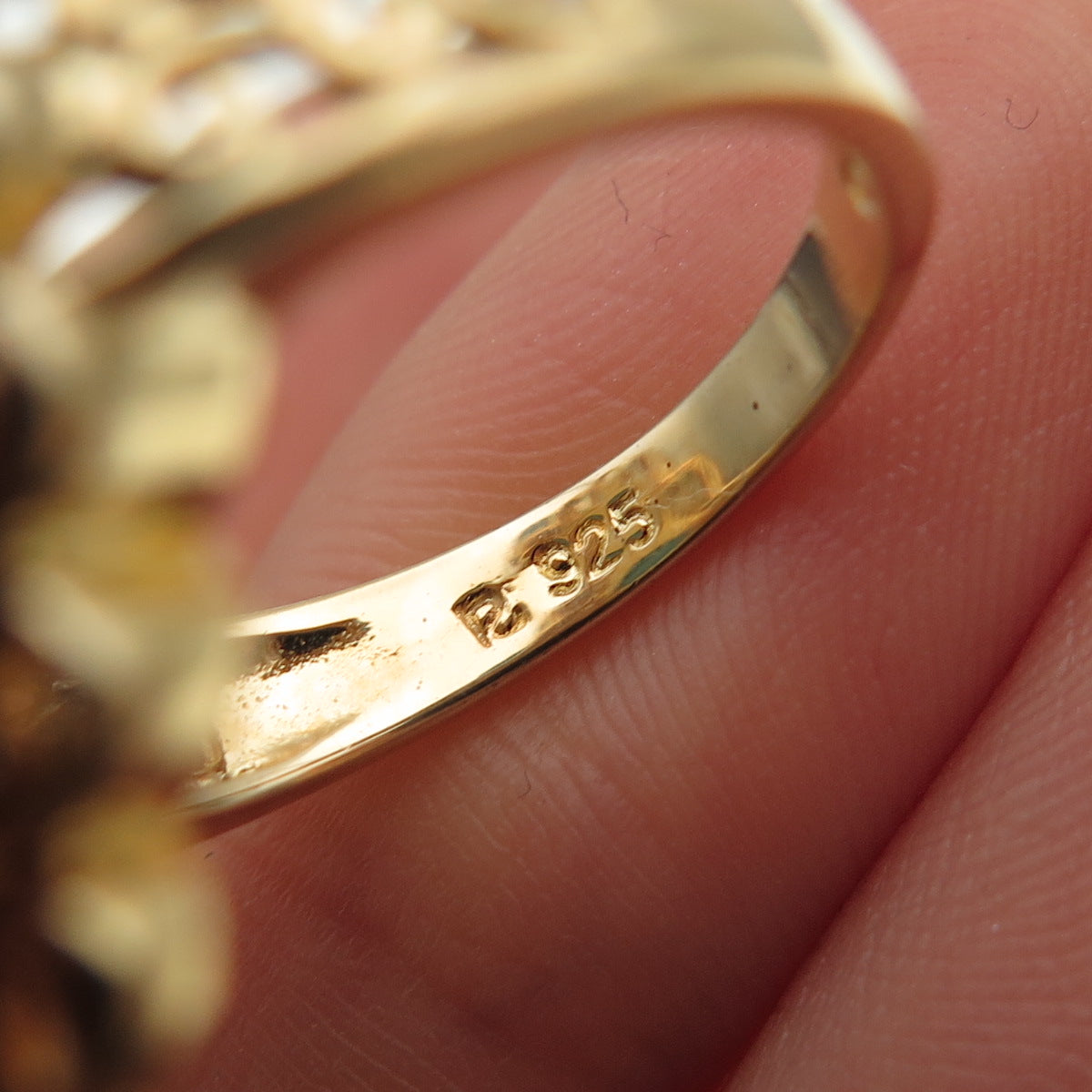 ROSS SIMONS 925 Sterling Silver Gold Plated Vintage Real Turquoise Ring Size 7