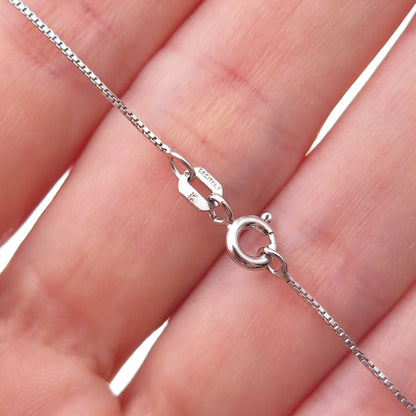 925 Sterling Silver Enamel Heart Couple Box Chain Necklace 18"