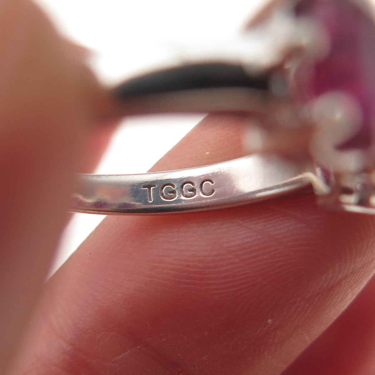 925 Sterling Silver Real Oval-Cut Ruby Ring Size 7