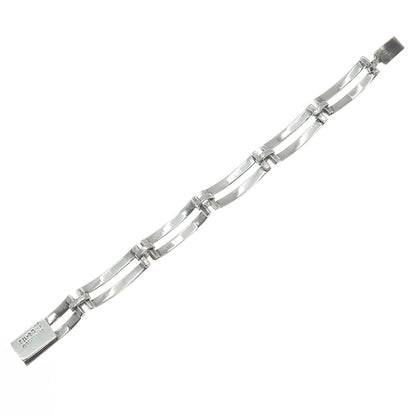 925 Sterling Silver Vintage Mexico Modernist Bar Panel Link Bracelet 7"