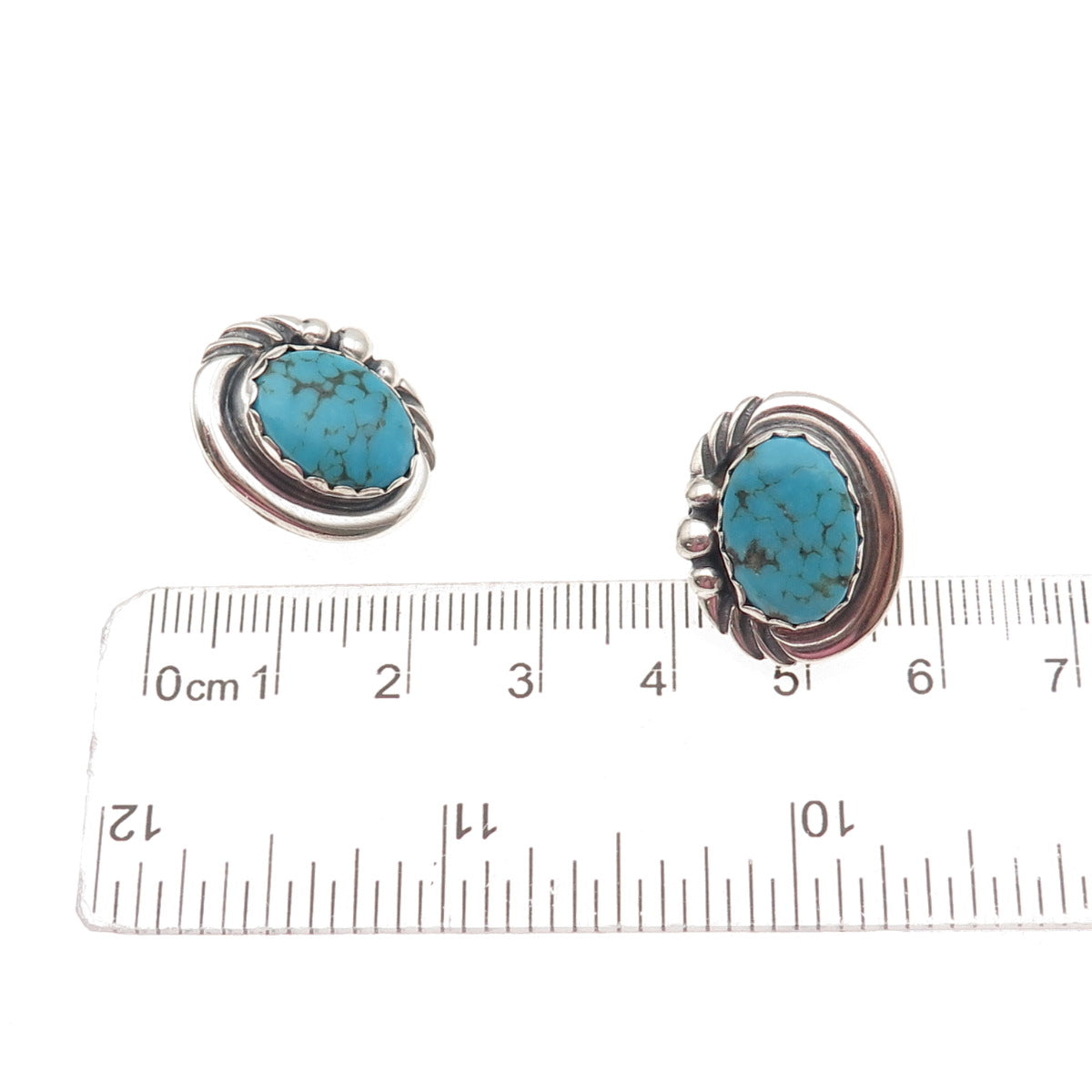 Old Pawn 925 Sterling Silver Vintage Southwestern Turquoise Tribal Earrings