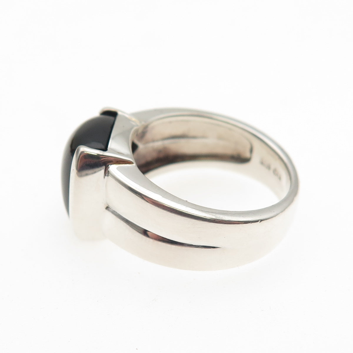 CNA PRANDA 925 Sterling Silver Vintage Real Black Onyx Modernist Ring Size 6