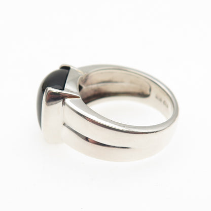 CNA PRANDA 925 Sterling Silver Vintage Real Black Onyx Modernist Ring Size 6