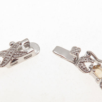 DEE BERKLE Sterling Silver Real Diamond Accent & Citrine Infinity Bracelet 7.25"