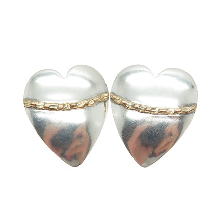 HANIBAL 925 Sterling Silver Gold Filled Vintage Heart Earrings